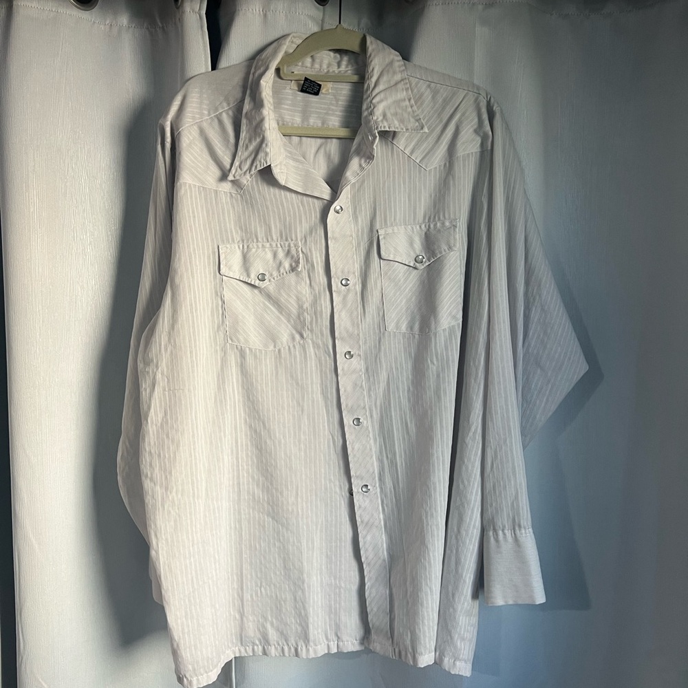 Vintage Western Shirt Pearl Snap Silver Grey Christopher Hart XXL 18-18 1/2